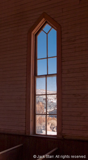 View of Bodie through church window