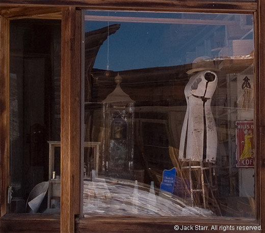 Detail of photo of Bodie general store window