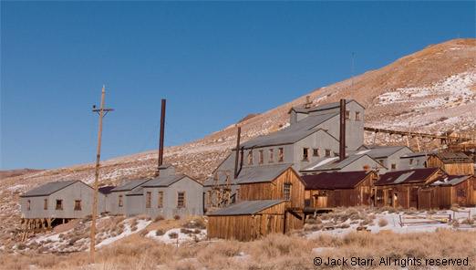 Larger view of left section of photo of Bodie mine