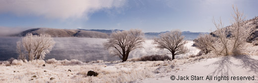Panorama Photograph of Topaz Lake in Winter